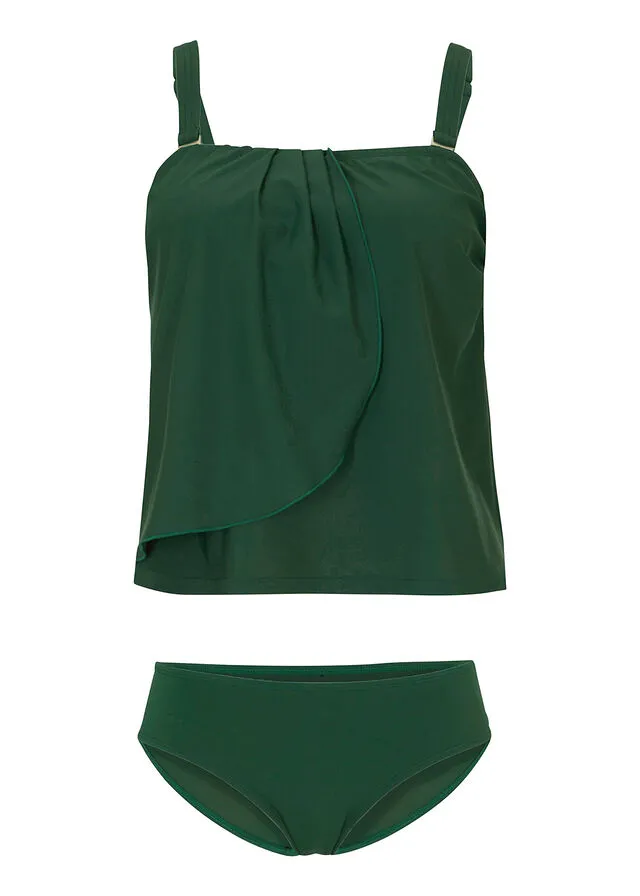 Tankini (2 piezas) de poliamida reciclada Verde oscuro